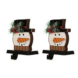 Glitzhome® Snowman Head Christmas Stocking Holders (Set of 2)