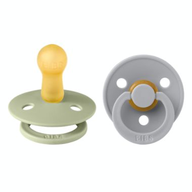 BIBS&reg; Colour 6-18M 2-Pack Latex Pacifiers in Cloud/Sage. View a larger version of this product image.