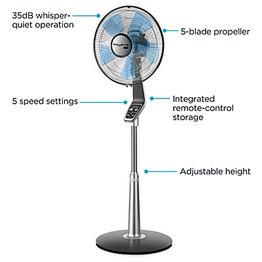 Rowenta Turbo Silence Extreme 16-inch Stand Fan in Silver/Grey. View a larger version of this product image.