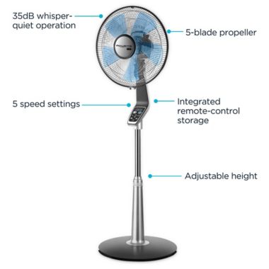 Rowenta Turbo Silence Extreme 16-inch Stand Fan in Silver/Grey. View a larger version of this product image.