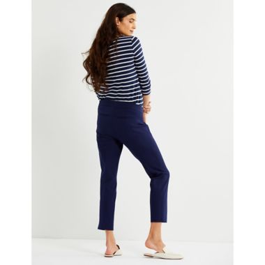 A Pea in the Pod Medium Curie Side Panel Slim Ankle Maternity Pant in Navy. View a larger version of this product image.