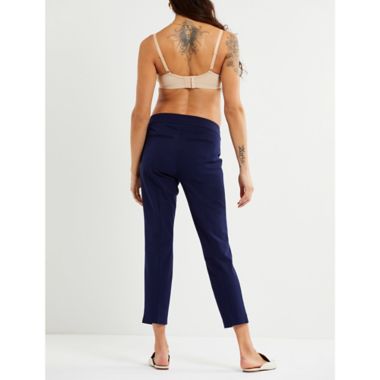 A Pea in the Pod Medium Curie Side Panel Slim Ankle Maternity Pant in Navy. View a larger version of this product image.