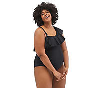 Motherhood Maternity&reg; 3X UPF 50+ Ruffled One-Piece Swimsuit in Black