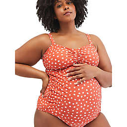 Motherhood Maternity® Beach Bump™ Plus Size UPF 50+ Ruched Tankini Swimsuit in Orange