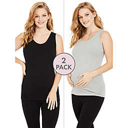 Motherhood Maternity® 2-Pack X-Large BumpStart Scoop Neck Maternity Tank Tops in Black/Grey