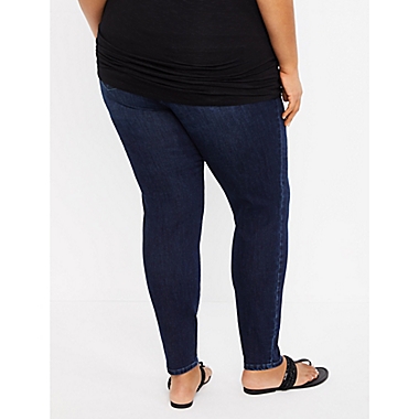 Motherhood Maternity 1X Plus Size Secret Fit Belly Skinny Leg Maternity Jegging in Dark Wash. View a larger version of this product image.