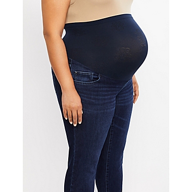 Motherhood Maternity 1X Plus Size Secret Fit Belly Skinny Leg Maternity Jegging in Dark Wash. View a larger version of this product image.