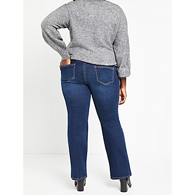 Motherhood Maternity 2X Plus Side Stretch Bootcut Secret Fit Belly Maternity Jeans in Blue. View a larger version of this product image.