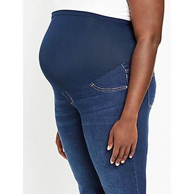 Motherhood Maternity 2X Plus Side Stretch Bootcut Secret Fit Belly Maternity Jeans in Blue. View a larger version of this product image.