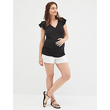 Motherhood Maternity&reg; Jessica Simpson&reg; Flutter Sleeve V-Neck Top. View a larger version of this product image.