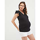 Alternate image 4 for Motherhood Maternity&reg; Jessica Simpson&reg; Flutter Sleeve V-Neck Top