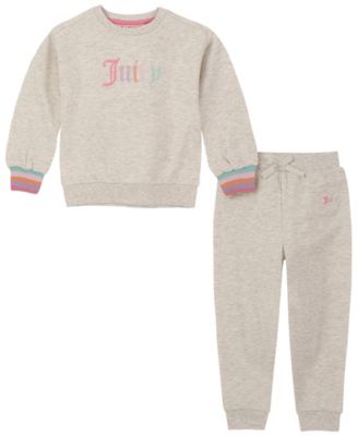 Juicy Couture&reg; 2-Piece Striped Rainbow Sweatshirt and Jogger Pant in Heather Oatmeal