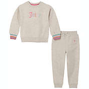 Juicy Couture&reg; 2-Piece Striped Rainbow Sweatshirt and Jogger Pant in Heather Oatmeal