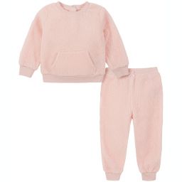 Calvin Klein® 2-Piece Boucle Pullover and Jogger Pant Set in Pink