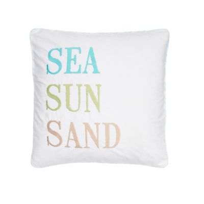 Levtex Home Arielle &quot;Sea Sun Sand&quot; Embroidered Square Throw Pillow
