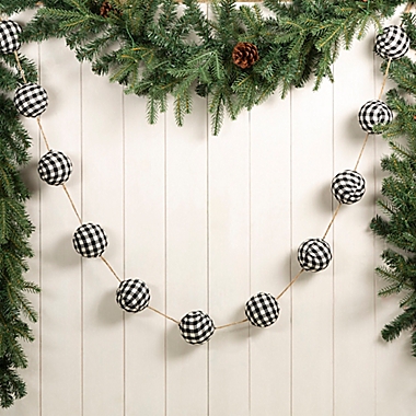 Glitzhome&reg; 72-Inch Fabric Plaid Christmas Garlands in Black/White (Set of 2). View a larger version of this product image.