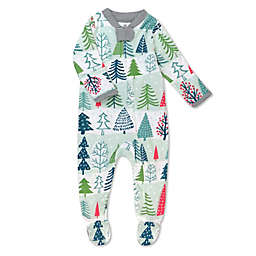 Honest® Newborn Feeling Pine Organic Cotton Footed Pajama in White/Sage