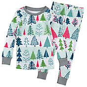 Honest&reg; Kids 2-Piece Holiday Fam Jams Organic Cotton Pajama Set in White/Sage