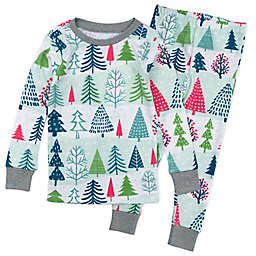 Honest® Kids 2-Piece Holiday Fam Jams Organic Cotton Pajama Set in White/Sage