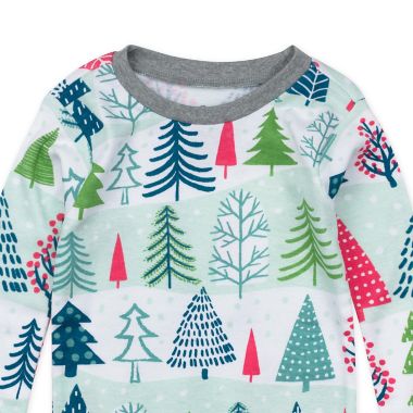 Honest&reg; Size 3T 2-Piece Holiday Fam Jams Organic Cotton Pajama Set in White/Sage. View a larger version of this product image.