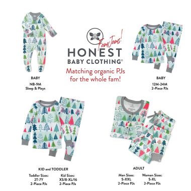 Honest&reg; Size 3T 2-Piece Holiday Fam Jams Organic Cotton Pajama Set in White/Sage. View a larger version of this product image.