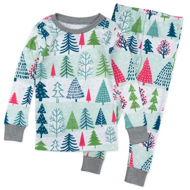 Honest&reg; 2-Piece Holiday Fam Jams Organic Cotton Pajama Set in White/Sage. View a larger version of this product image.