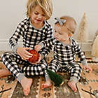 Alternate image 2 for The Honest Company&reg; 2-Piece Buffalo Check Organic Cotton Christmas Pajama Set in Black/White