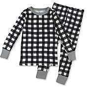 The Honest Company&reg; Kids 2-Piece Buffalo Check Organic Cotton Pajama Set in Black/White