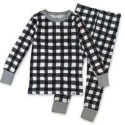 The Honest Company® Kids X-Small 2-Piece Buffalo Check Organic Cotton Pajama Set in Black/White