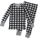 Alternate image 0 for The Honest Company&reg; Kids X-Small 2-Piece Buffalo Check Organic Cotton Pajama Set in Black/White