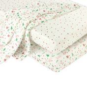 Helo Spud Joyful Christmas Polyester 3-Piece Multicolor Fitted Crib Sheets and Baby Blanket Set