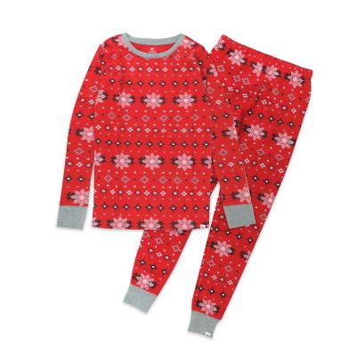The Honest Company&reg; Size 12M 2-Piece Fair Isle Holiday Organic Cotton Pajama Set in Red