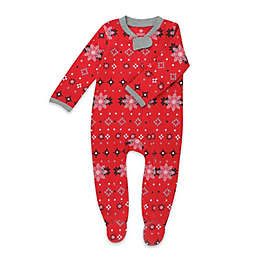 The Honest Company® Newborn Fair Isle Holiday Organic Cotton Footed Pajama in Red