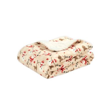 Hello Spud Holiday Santa and Deer Multicolor Sherpa Baby Blanket. View a larger version of this product image.