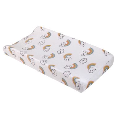 carter's&reg; Chasing Rainbows Changing Pad Cover in Peach. View a larger version of this product image.