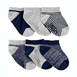carter's® Size 12-14M 6-Pack Ankle Socks in Grey/Navy