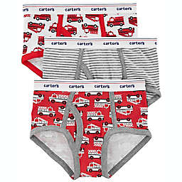 carter's® Size 4-5T 3-Pack Firetrucks Cotton Briefs in Red