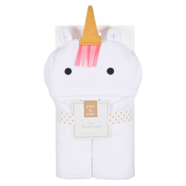 ever & ever&trade; Unicorn Hooded Bath Towel in White. View a larger version of this product image.