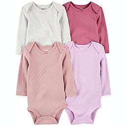 carter's® 4-Pack Solid Long Sleeve Bodysuits in Pink/Purple