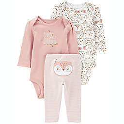 carter's® 3-Piece Owl Bodysuit and Pant Set in Pink