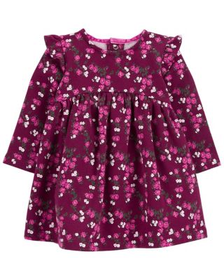 carter&#39;s&reg; Size 12M Rose Print Fleece Dress in Purple