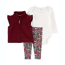 carter's® 3-Piece Double Knit Vest, Bodysuit, and Legging Set in Red