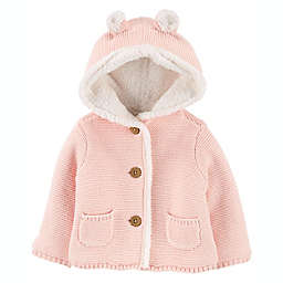 carter's® Sherpa-Lined Hooded Cardigan in Pink