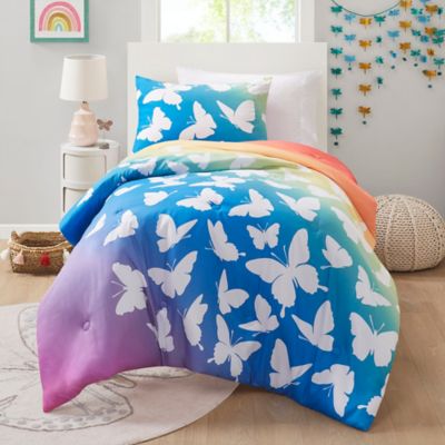 Mi Zone Kids Phoebe 2-Piece Rainbow and Butterfly Twin Comforter Set in Blue/Purple