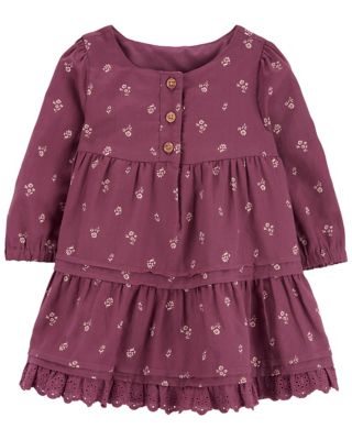 OshKosh B&#39;gosh&reg; Size 12M 2-Piece Floral Eyelet Dress and Diaper Cover Set in Purple