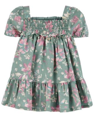 OshKosh B&#39;gosh&reg; Size 24M 2-Piece Floral Smocked Dress and Bloomer Set in Green