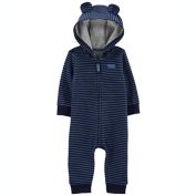 carter's&reg; Zip-Up Hooded Fleece Jumpsuit with Ears in Blue Stripe