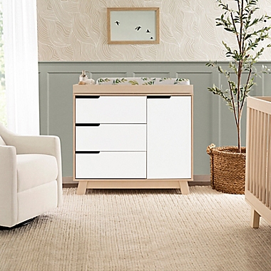 Babyletto Hudson 3-Drawer Changer Dresser in Washed Natural and White. View a larger version of this product image.