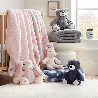 UGG&reg; 2-Piece Classic Sherpa Throw Blanket and Plush Rabbit Toy Set in Pink. View a larger version of this product image.