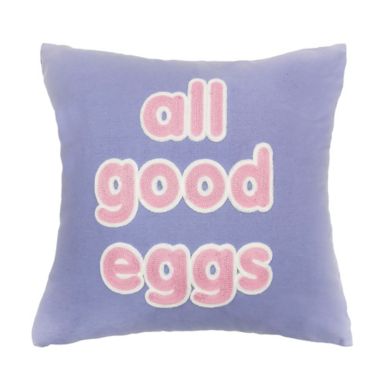 H for Happy&trade; All Good Eggs Square Throw Pillow in Blue. View a larger version of this product image.